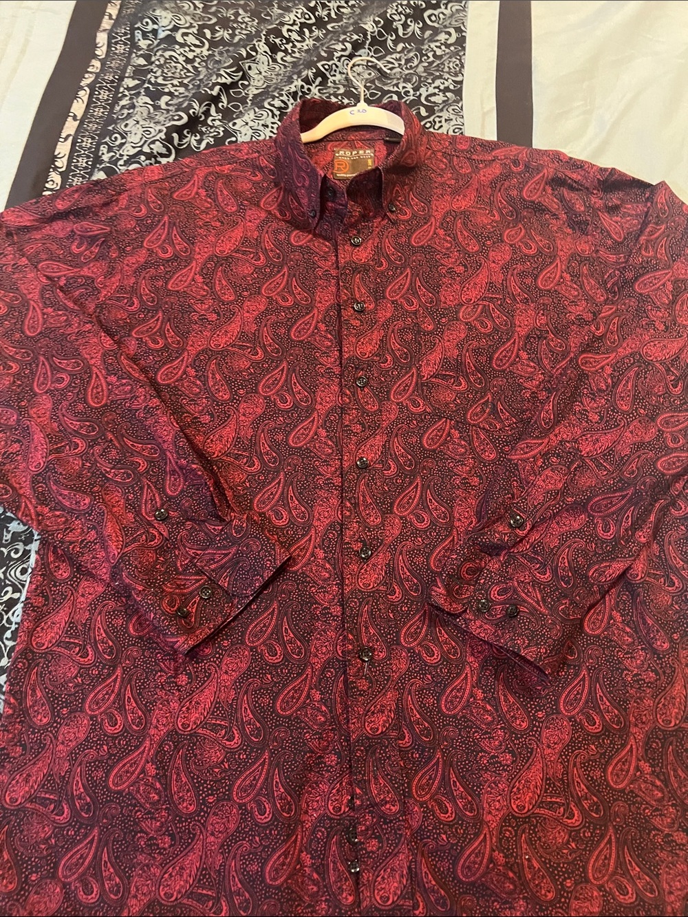 Roper Red and Black Paisley Button-Down Shirt